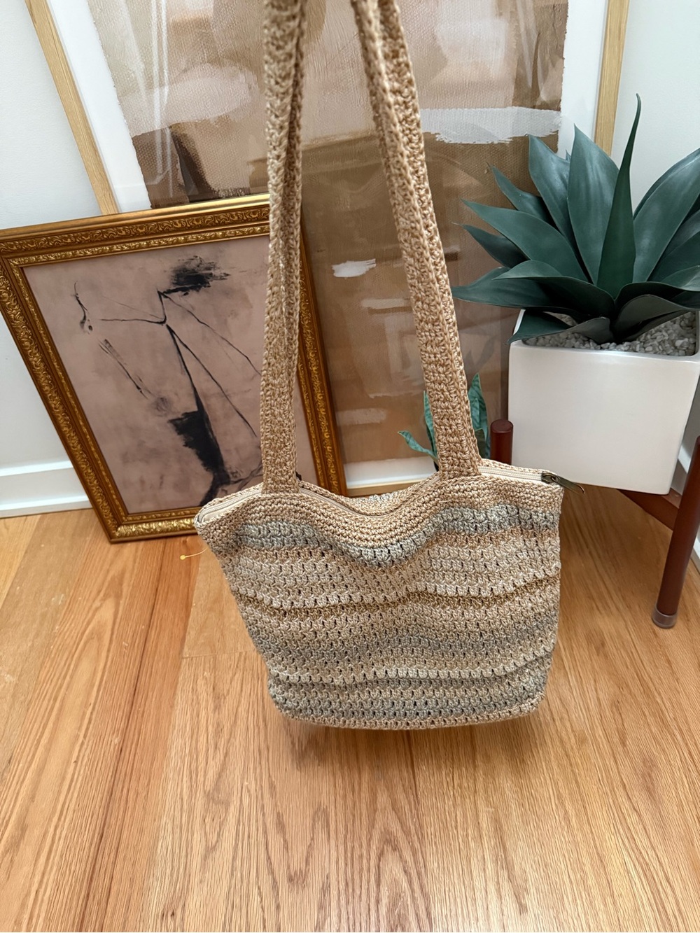 The Sak Beige and Tan Woven Tote